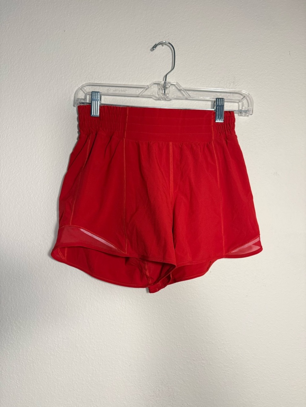 Lululemon Hotty Hot High-Rise Lined Shorts 4” Red 4 athleisure running gym
